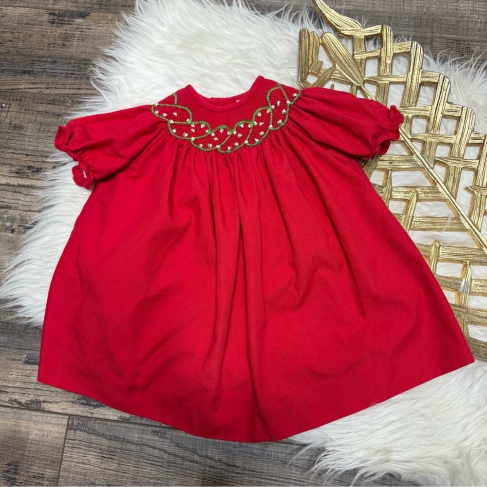 Luli & Me Red Smock Holiday Party Christmas Dress
